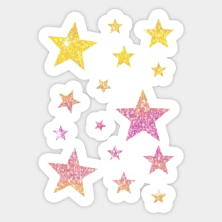 Pink Yellow Ombre Faux Glitter Stars Sticker